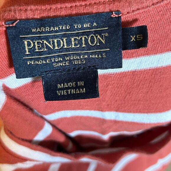 Pendleton Striped T-Shirt XS Rust Red White 100% Cotton EUC - Picture 15 of 16